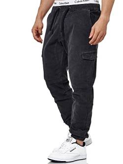 Indicode Herren Walker Cargohose (Cord-Stretch) | Cargo Hose Cordhose Kord Baumwollhose Black L von Indicode