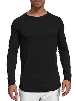 Indicode Herren Willbur Longsleeve Langarmshirt aus Baumwolle | Langarm Longsleeve Shirt Männer Black XS von Indicode