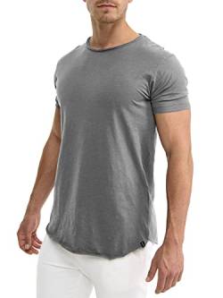 Indicode Herren Willbur Tee T-Shirt mit Rundhals-Ausschnitt | Herrenshirt Sommershirt Lt Grey L von Indicode