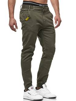 Indicode Herren Zannes Stoffhose mit 5 Taschen | Stretch Hose Herrenhose für Männer Dark Olive M von Indicode