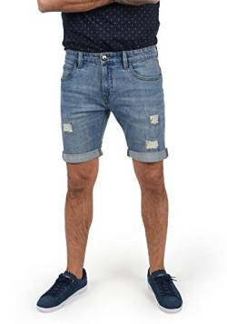 Indicode IDHallow Herren Jeans Shorts Kurze Denim Hose mit Destroyed-Optik und Stretch, Größe:L, Farbe:Blue Wash (1014) von Indicode