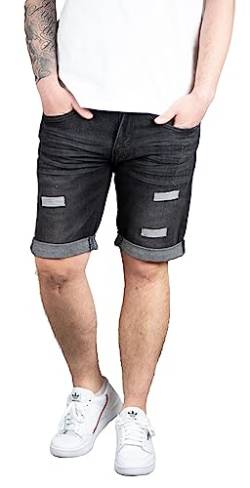 Indicode Joey Herren Shorts Jeansshorts Stretch Kurze Hose Jeans Short Denim (M, Black Holes) von Indicode