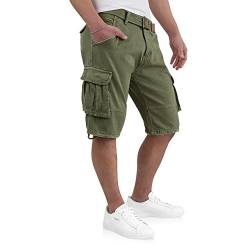 Indicode Kjeld Herren Cargo Shorts mit 6 Taschen inkl. Stoffgürtel aus 100% Baumwolle | Kurze Hose Bermuda Sommer Herrenshorts Short Men Pants Cargohose kurz Sommerhose für Männer von Indicode