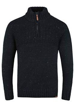 Indicode Oslo Herren Strickpullover Troyer Grobstrick Pullover mit Stehkragen, Größe:M, Farbe:Black (999) von Indicode