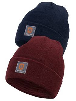 Indicode Unisex Vulcano 2er-Pack Winter Mütze | Wintermütze Strickmütze Beanie Bordeaux/Navy OS von Indicode