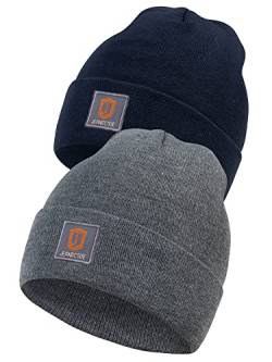 Indicode Unisex Vulcano 2er-Pack Winter Mütze | Wintermütze Strickmütze Beanie Navy/Lt Grey Mix OS von Indicode