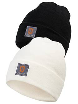 Indicode Unisex Vulcano 2er-Pack Winter Mütze | Wintermütze Strickmütze Beanie Offwhite/Black OS von Indicode