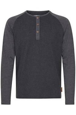 Indicode Winston Herren Longsleeve Langarmshirt Shirt Mit Grandad-Ausschnitt, Größe:L, Farbe:Charcoal Mix (915) von Indicode