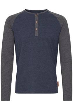 Indicode Winston Herren Longsleeve Langarmshirt Shirt Mit Grandad-Ausschnitt, Größe:L, Farbe:Navy Mix (420) von Indicode