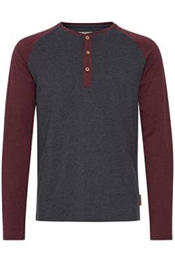 Indicode Winston Herren Longsleeve Langarmshirt Shirt Mit Grandad-Ausschnitt, Größe:M, Farbe:Charcoal - Wine (9993) von Indicode