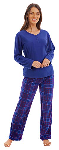 Indigo Sky Damen Geometrische Print Warm Supersoft Fleece Pyjama Marine Check von Indigo Sky