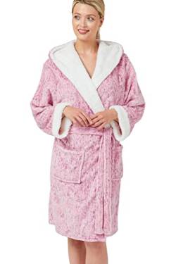 Indigo Sky Damen Toyah Kapuze, kuschelig, Sherpa-und melierter Fleece-Bademantel | Geschenke für Frauen Robe, Orchidee, 36 von Indigo Sky