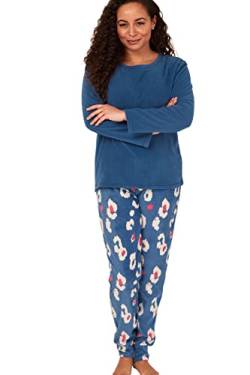 Indigo Sky Damen Women's Gemma Cosy Fleece Cuffed Pyjama Pyjamaset, Kira Animal Ocean Blue, 14-16 von Indigo Sky