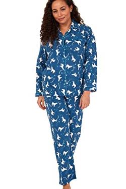 Indigo Sky Damen Women's Luella 100% Brushed Cotton Wincyette Pyjama Pyjamaset, Blue Polar Bear, 14-16 von Indigo Sky