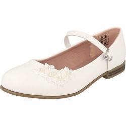 Indigo 422-316 Mädchen Schuhe Konfi Taufe Ballerinas geschlossen Weiß Flower (35 EU, 35) von Indigo