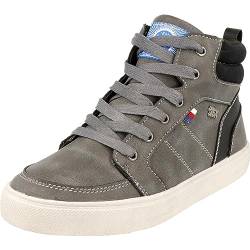 Indigo 451-076 Jungen Schuhe Hi-Top Sneaker Tex Wasserabweisend Reißverschluss Dk.Grey (Numeric_37) von Indigo