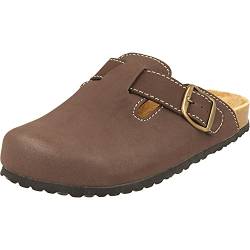 Supersoft Herren Clogs Pantoffeln 176-002 Hausschuhe Lederfußbett (Brown, Numeric_41) von Indigo