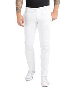 Indumentum Herren Chino Hose Slim Fit Chinohose Herrenhose Baumwolle Designer Hose Chinos Business Hose Stretch Männer Hose IS-305 Weiß W38 L34 von Indumentum