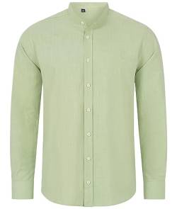 Indumentum Herren Hemd Leinen-Optik Sommer Hemd Herrenhemd Krangelos Leinenhemd Shirt Männer Hemden H-321 Grün 5XL von Indumentum