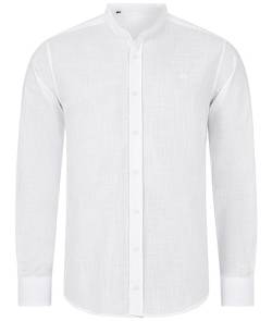 Indumentum Herren Hemd Leinen-Optik Sommer Hemd Herrenhemd Krangelos Leinenhemd Shirt Männer Hemden H-321 Weiß 4XL von Indumentum