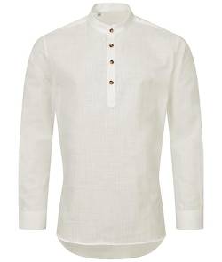 Indumentum Herren Hemd Schlupfhemd Leinenhemd Hemden Langarm Hemd Regular Fit Herrenhemd Basic Sommerhemd Männer Hemd Shirt H-346 Sand 2XL von Indumentum