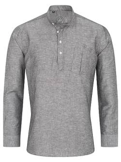 Indumentum Herren Hemd Schlupfhemd Leinenhemd Hemden Langarm Hemd Regular Fit Herrenhemd Basic Sommerhemd Männer Hemd Shirt H-348 Grau 5XL von Indumentum