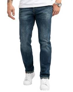 Indumentum Jeans Herren Regular Fit Hose Männer Jeans Hosen Herrenjeans Denim Herrenhose Mens Pant Herrenhose Used-Look Blau IR-504 W40 L34 von Indumentum