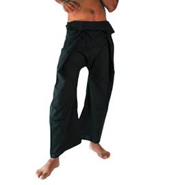 Induswelt Thai Fisherman Hose Wickelhose Einheitsgröße XS-XL 102 cm Länge 100% Baumwolle (Normallänge 104 cm, schwarz) von Induswelt