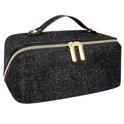 Ineowelly Make-up-Tasche, kariert, Serie, Glitzer-Schwarz von Ineowelly