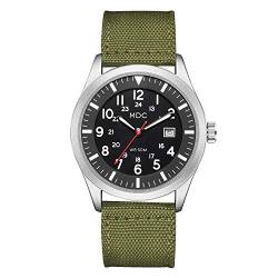 Infantry MDC Herren Militär Analog Quarz Uhr Armee Taktische Armbanduhr für Männer Outdoor Feld Arbeit Wrsitwatch mit Datumsanzeige, 5ATM Wasserdicht, grün, Armband von Infantry