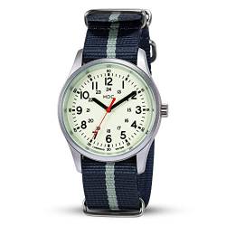 MDC Armbanduhr für Herren, leuchtet im Dunkeln, 12/24 Stunden Militäruhr, Outdoor-Sport, Herren-Armbanduhr, wasserdicht, mit NATO-Band, Silber-Blau, Riemen von Infantry