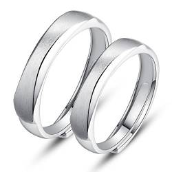 Unendlich U 1PCS Matt poliert Freundschaftsring Ehering Verstellbar 925 Sterling Silber Ring für Damen,Größe 56 (17.8) (Ihre Wörter gravieren) von Infinite U