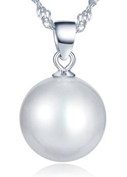 Unendlich U Klassisch Damen Halskette Rund 8mm Perle Anhänger 925 Sterling Silber Perlenkette von Infinite U