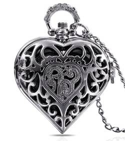 Unendlich U Retro Heart Shape mit Arabischen Ziffern Quarz Taschenuhr mit weiß Dial Arabic Numerals Silver von Infinite U