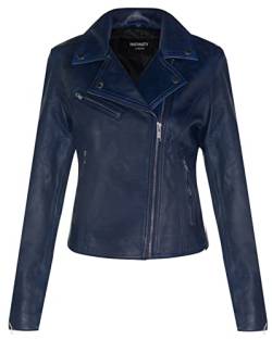 Infinity Leather Damen Blau Lederjacke Klassische Bikerjacke Aus Echtem Leder 2XL von Infinity Leather