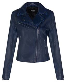 Damen Blau Lederjacke Klassische Bikerjacke Aus Echtem Leder XL von Infinity Leather