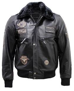 Infinity Herren Bomberjacke aus leder Flug schwarzem Rindsleder 4XL von Infinity Leather