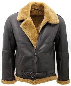 Infinity Herren Braun RAF Echtes Shearling Schafsfell Flying Lederjacke 4XL von Infinity Leather