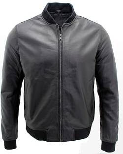 Infinity Herren Retro Schwarz Varsity 100% Nappaleder Bomberjacke 4XL von Infinity Leather