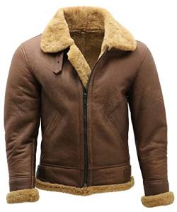 Infinity Leather Braune B3 Shearling Schaffell WWII Bomber Leder Fliegend Aviator Jacke für Herren von Infinity Leather