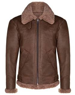 Infinity Leather Braune B3 Shearling Schaffell WWII Bomber Leder Fliegend Aviator Jacke für Herren von Infinity Leather