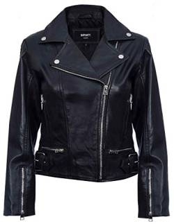 Infinity Leather Damen Aus Echtem Leder Mit Schwarzer Motorradfahrer Mode Und Reißverschluss 2XL von Infinity Leather