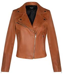 Infinity Leather Damen Bräunen Lederjacke Klassische Bikerjacke Aus Echtem Leder 2XL von Infinity Leather