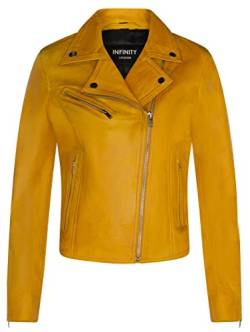 Infinity Leather Damen Gelb Lederjacke Klassische Bikerjacke Aus Echtem Leder 2XL von Infinity Leather