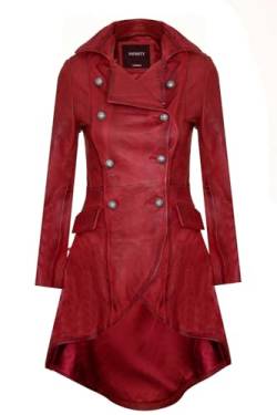 Infinity Leather Damen Gotisch Rot Leder Edwardianisch Viktorianisch Flare Mantel von Infinity Leather