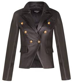 Infinity Leather Damen-Jacke aus Echtem Leder im Military-Stil, Schwarz von Infinity Leather