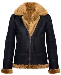 Infinity Leather Damen Kapuzenjacke Aus Schaffell B3 Braunes Ingwer Leder Flieger Pilot M von Infinity Leather