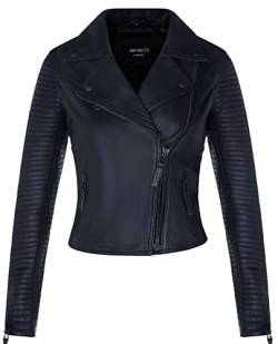 Infinity Leather Damen Leder Bikerjacke, Gesteppte, Mattschwarze, Echte Lammnappa Modejacke S von Infinity Leather