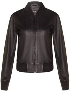 Infinity Leather Damen Leder MA-1 Schwarz Varsity Bomberjacke aus Echtem Leder von Infinity Leather