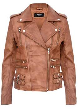 Infinity Leather Damen Retro Bräunen 100% Nappaleder Bikerjacke XL von Infinity Leather